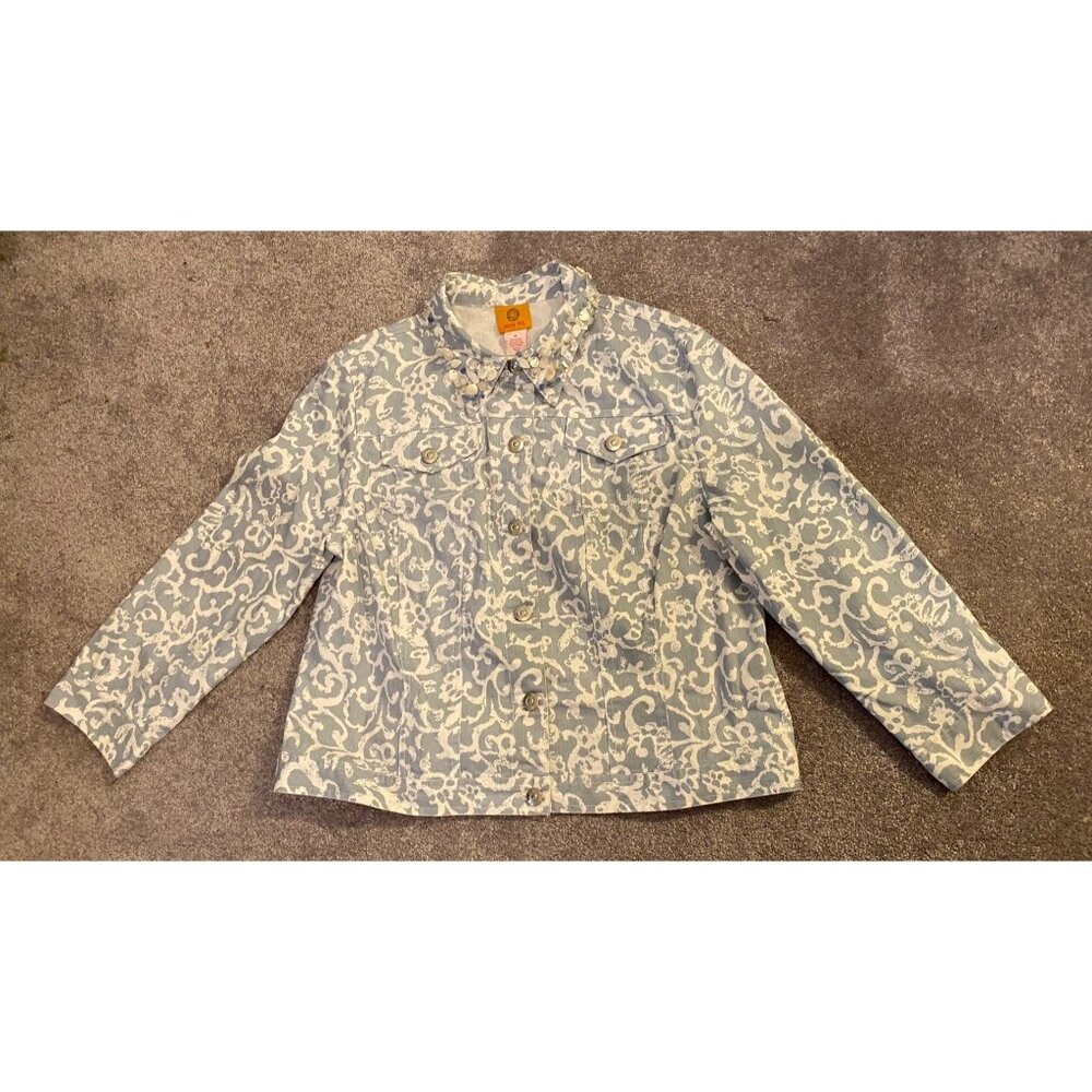 Ruby Rd. Light Blue White Jacket Button Closures … - image 1
